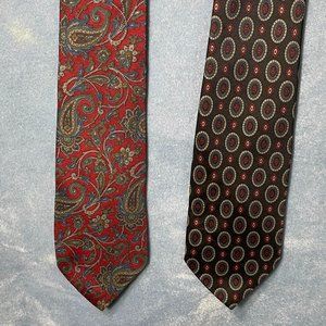 Bundle of 2 100% Silk Used Neckties. Made in Italy.